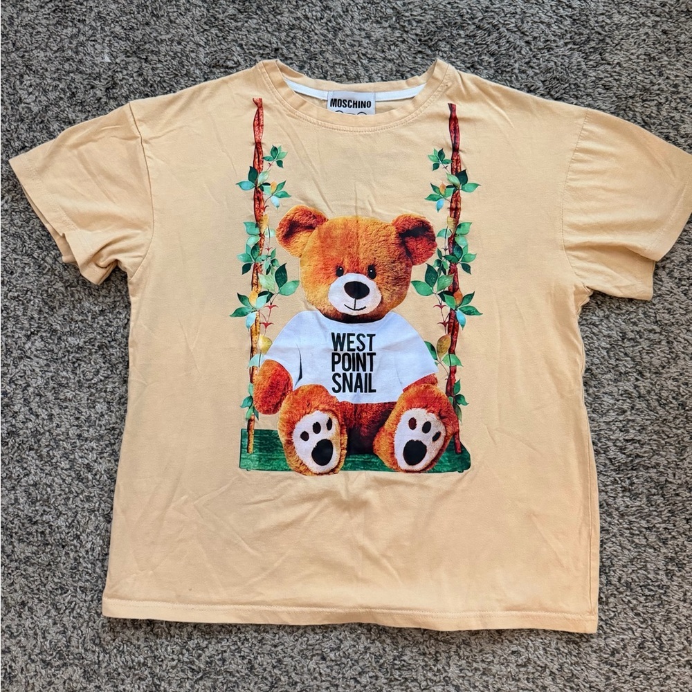 Moschino Beige Bear Print T-Shirt